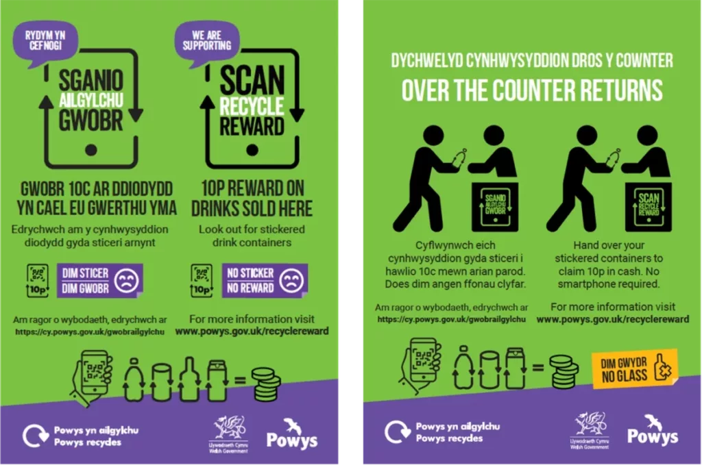 Posters about recycling from powys