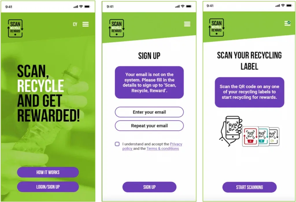 screenshots of web app for the program