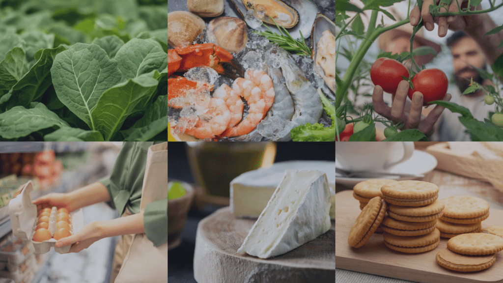Various foods that fall on the food traceability list under FSMA 204 regulation.
