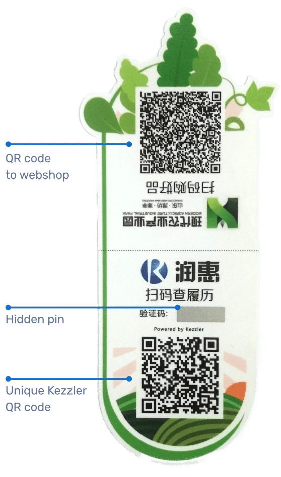 QR codes, food authentication for Runhui, China, Weixan radish, kezzler.